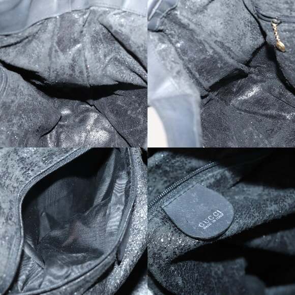 GUCCI Bamboo Shoulder Bag Suede Black Gold 001 001 - Picture 12 of 13